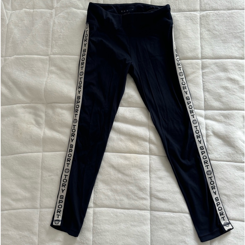 Tory Sport Navy Blue Cropped Legging